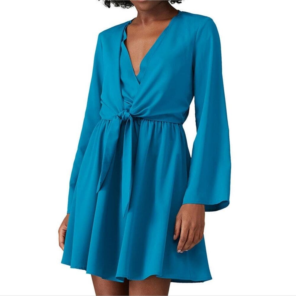 Great Jones Turquoise Stretch Tie Front Dress M